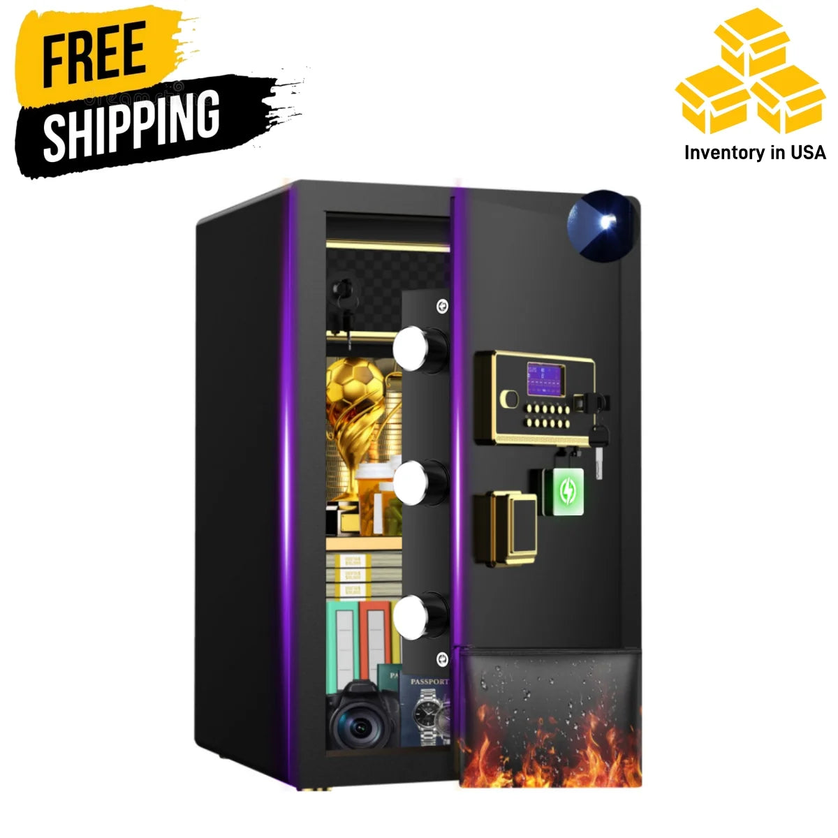 BESAFETY 2.0 to 5.3 Cuft Safe Box, Digital Keypad Home Security Safe With Fireproof Waterproof Bag & Adjustable Shelf