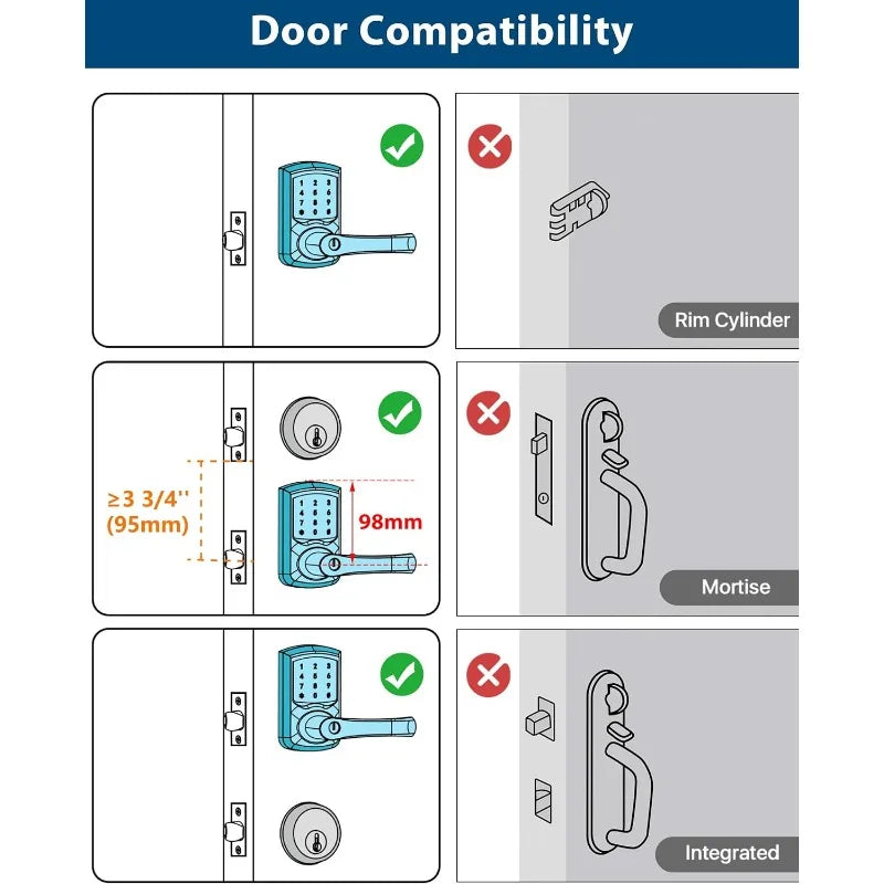 Keyless Entry Door Lock, Keypad Door Lock with Handle, Electronic Door Lock, Touchscreen, Auto-Locking, Anti-peep Password