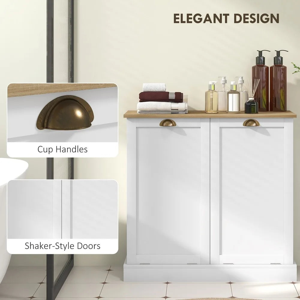 Laundry Hamper Cabinet, Tilt out Bathroom Storage Cabinet, White