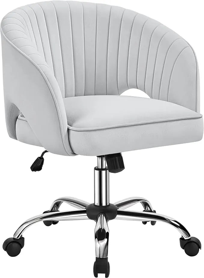 Cute Desk Chair Velvet Vanity Chair with Wheels Home Office Upholstered Modern Swivel Armchair with Tufted Barrel Back for Stud