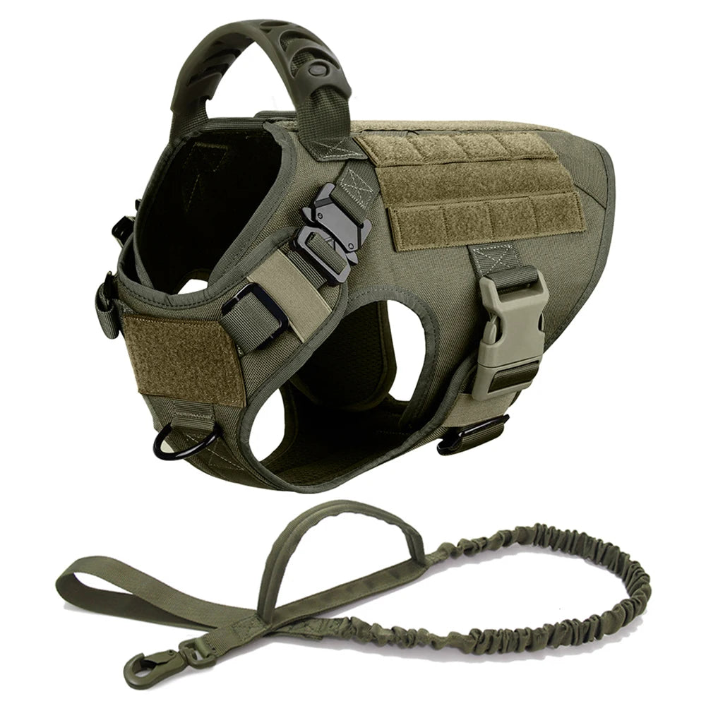 Large Dog Harness and Leash Set for German Shepherd and Malinois Training Walking Vest and Collar for Medium Large Dogs