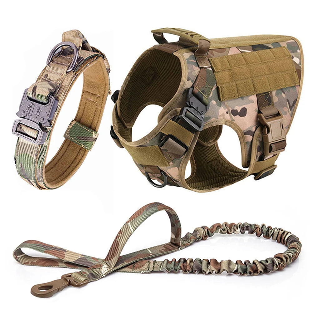 Large Dog Harness and Leash Set for German Shepherd and Malinois Training Walking Vest and Collar for Medium Large Dogs