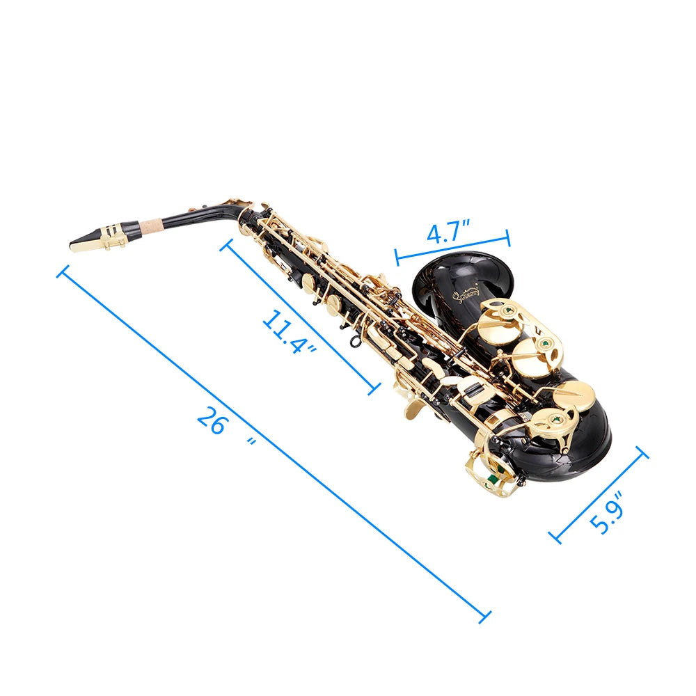 Black Color Brass Material Alto Saxophone E-Flat Alto SAX Eb with 11reeds, case,carekit,  for Students and Beginners