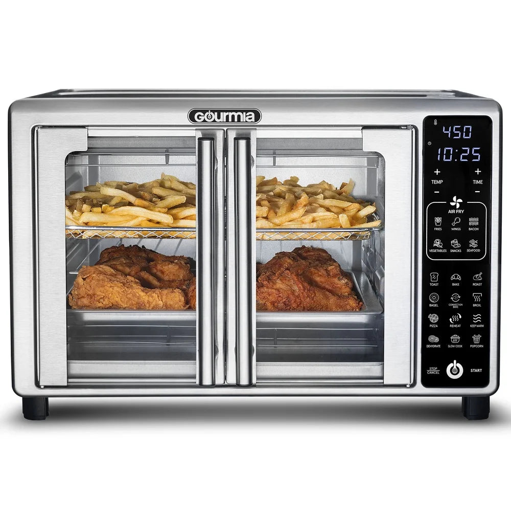 1700W Digital Toaster Oven Air Fryer 24L 19 One-Touch Presets FryForce 360 Technology French Doors Stainless Steel Cooking