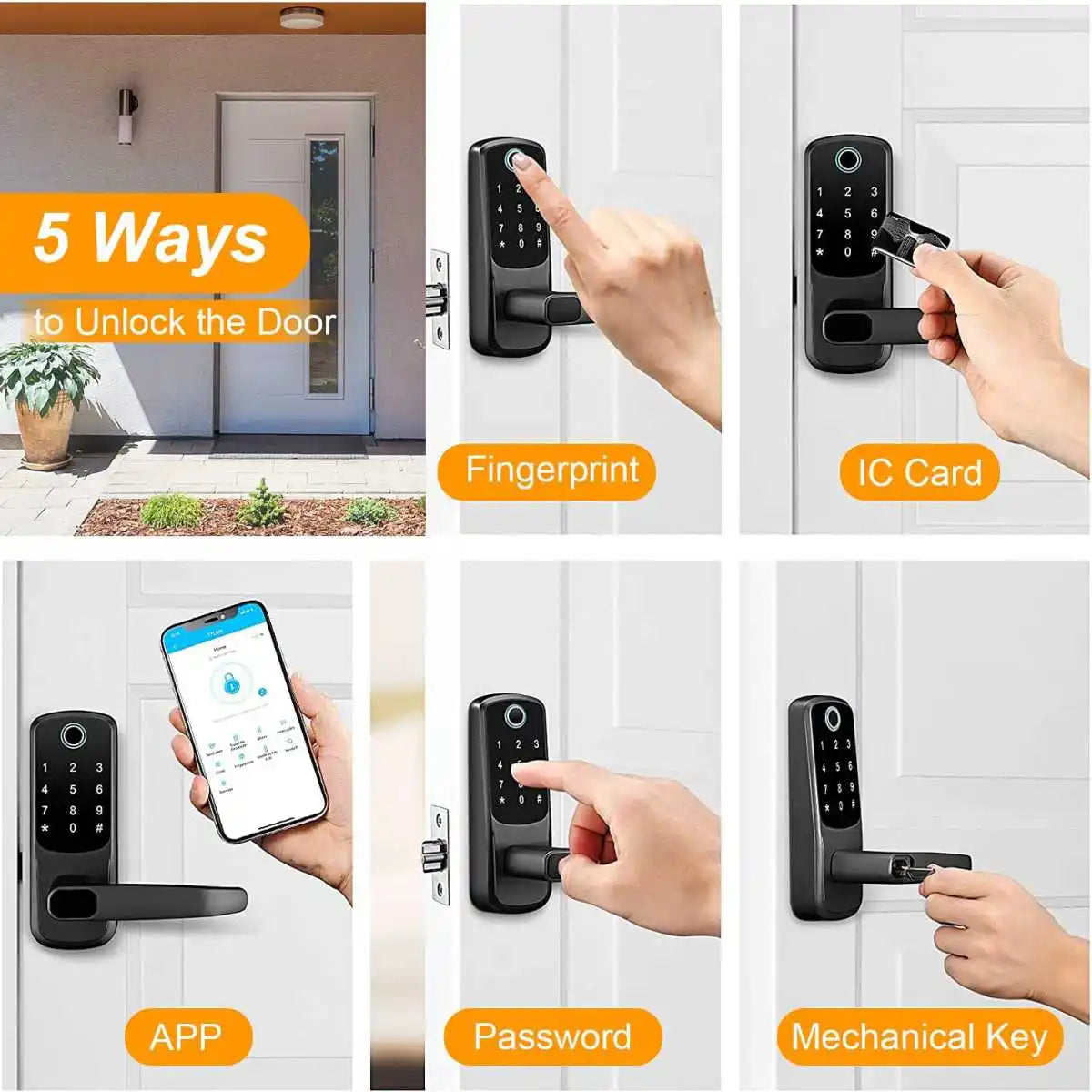 Wifi Electronic Smart Fingerprint Door Lock With Biometric Fingerprint Password Keypad Key NFC APP Unlock, TTLOCK  Control HOME