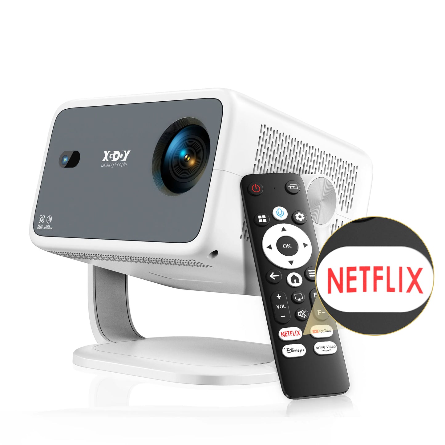 XGODY N6 Pro Netflix Officially 4K Projector Voice Control Smart Android TV Whale OS 8/32GB ROM for Outdoor Movie Home Theater
