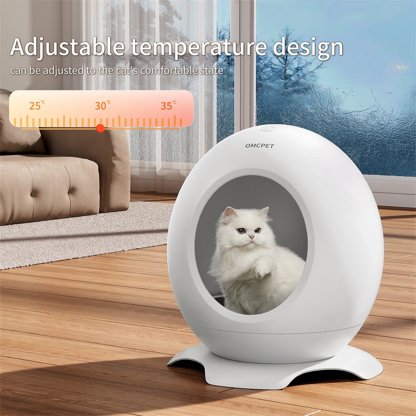 REDSASA Smart Cooling and Heated Cat House Cat Bed, Adjustable Temperature with Music and Lights, for Hot Summers & Cold Winters