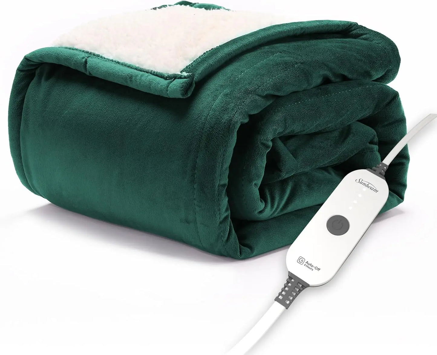 Electric Throw Royal Mink Sherpa Heated Blanket, 4 Heat Settings, 4-Hour Auto Shut-Off, Fast Heating, Luxurious and Ultra Comfy