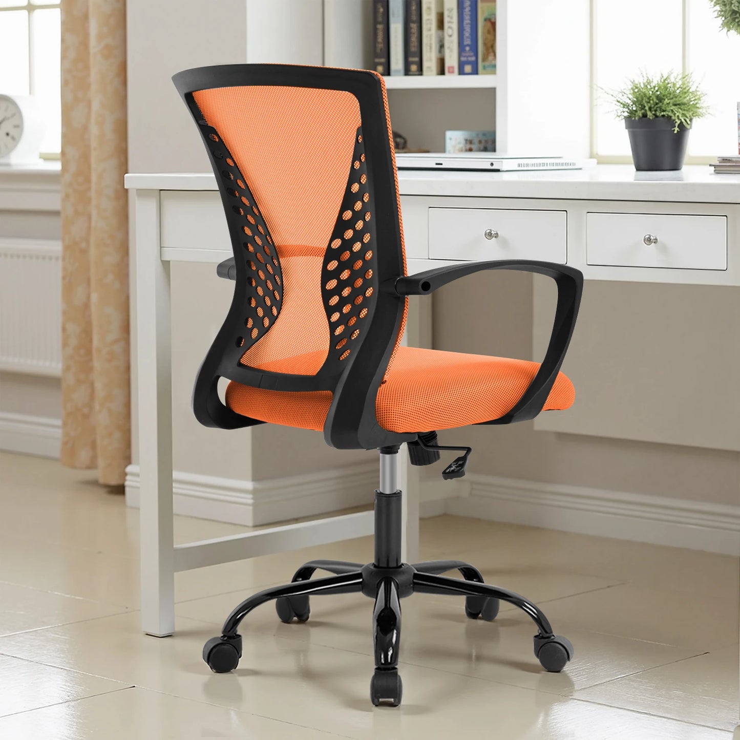 Office Chair Mesh Chair Ergonomic Computer Desk Chair Mid Back Swivel Lumbar Support with Armrest