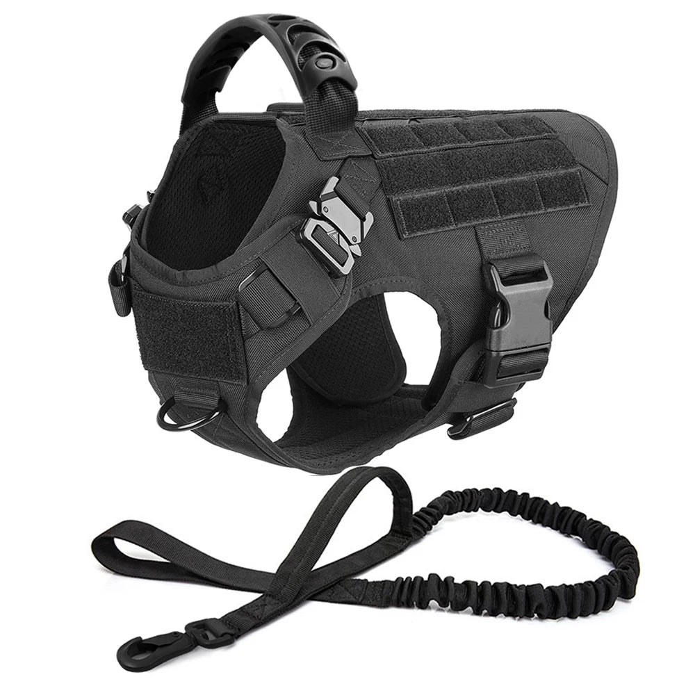 Large Dog Harness and Leash Set for German Shepherd and Malinois Training Walking Vest and Collar for Medium Large Dogs