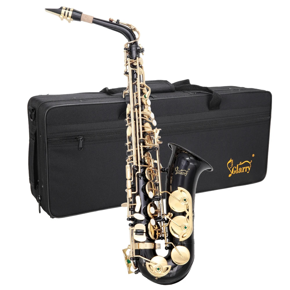 Black Color Brass Material Alto Saxophone E-Flat Alto SAX Eb with 11reeds, case,carekit,  for Students and Beginners