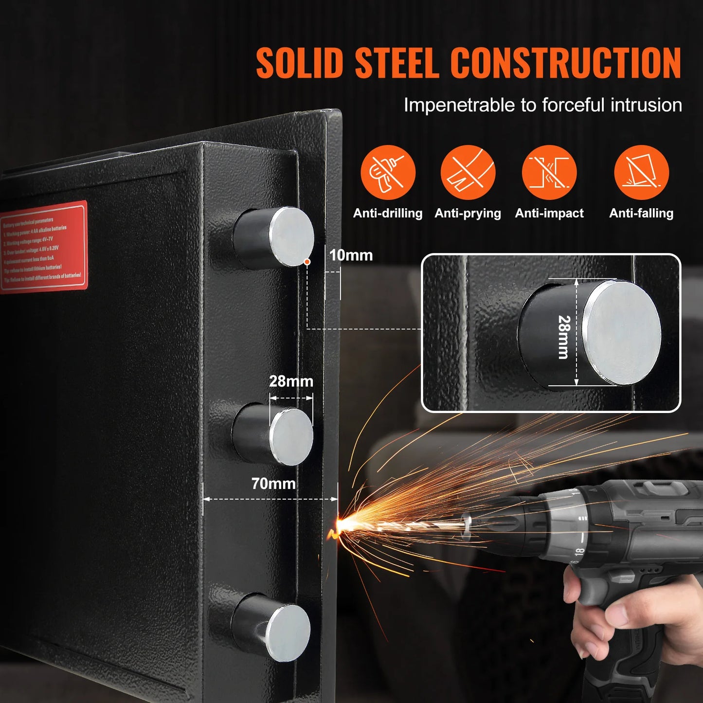 SucceBuy 1.7 Cub Depository Safe Deposit Safe Electronic Code Lock & 2 Keys Business Drop Slot Safe for Cash Mail Office Hotel