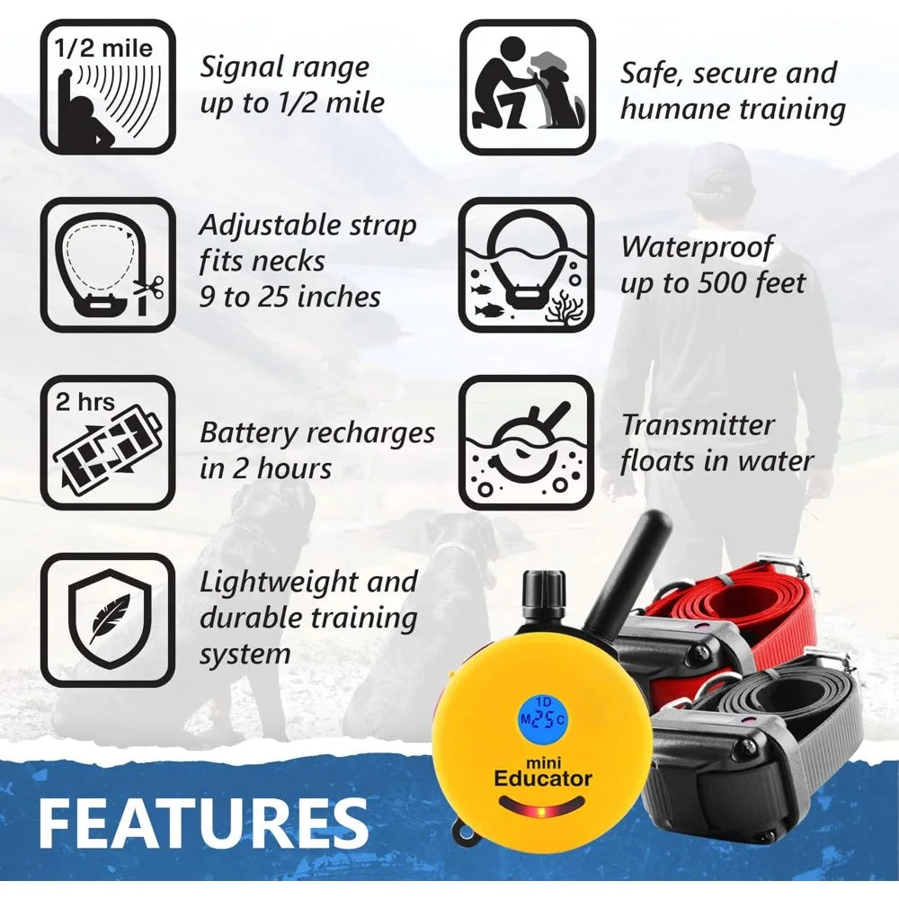 Rechargeable Dog Trainer Ecollar with Remote for Small, Medium, and Large Dogs by E-Collar Technologies - Electric, Vibration