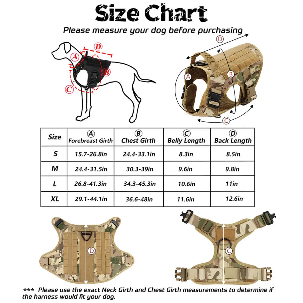 Large Dog Harness and Leash Set for German Shepherd and Malinois Training Walking Vest and Collar for Medium Large Dogs