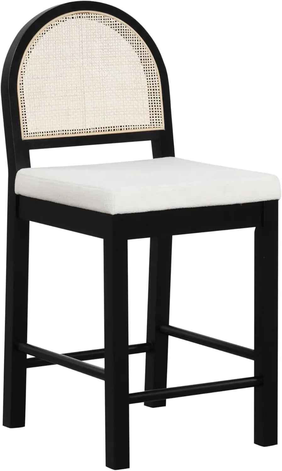 Bar Stool ,Upholstered Rattan in Oak Finish Frame,Counter Height Stools w/ Natural Rattan Woven Back For Kitchen Island