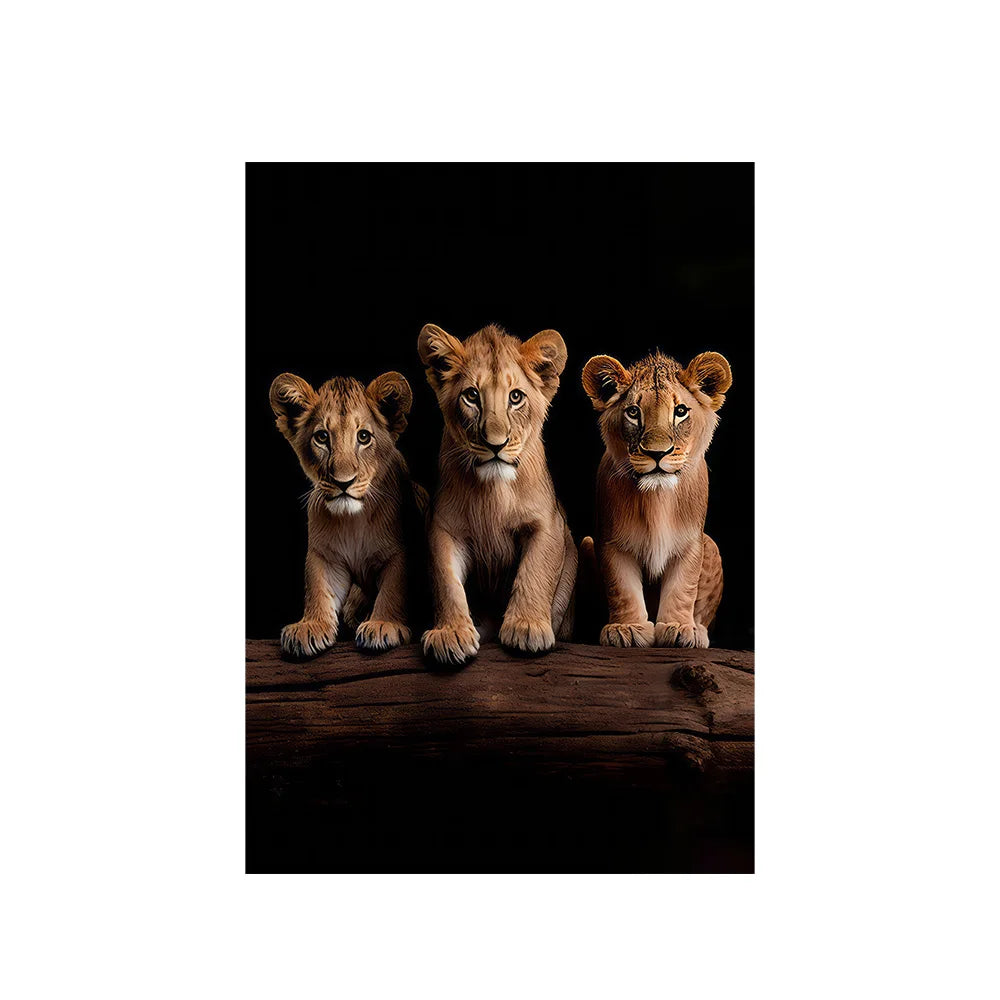 Lion Family in the Dark Canvas Art Posters and Prints African Animals Paintings on the Wall Art Pictures For Living Room Decor