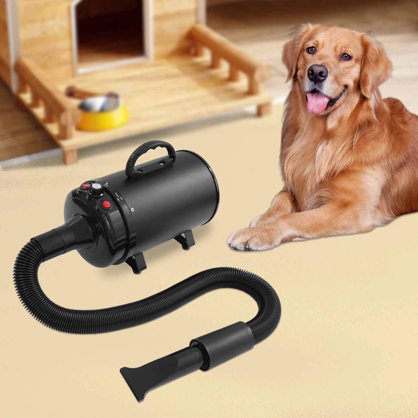 2200W Pet Hair Dryer, Adjustable Design Wind Speed, Electric Dog Cat Hair Dryer, Pet Drying Machine with 4 Nozzles