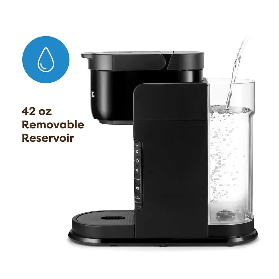 KExpress Single Serve KCup Pod Coffee Maker, 3 Brew Sizes, Strong Button Feature, 42oz Removable Reservoir, Black