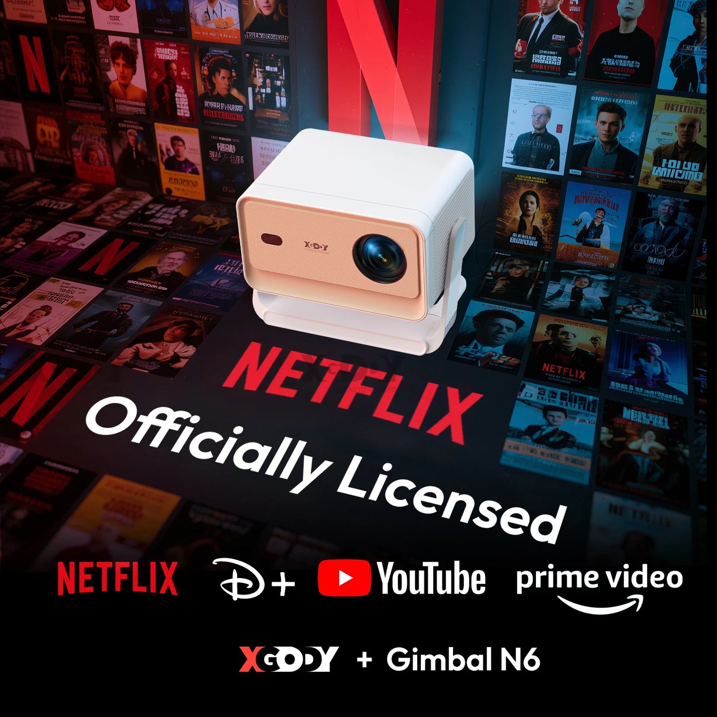 XGODY N6 Pro Netflix Officially 4K Projector Voice Control Smart Android TV Whale OS 8/32GB ROM for Outdoor Movie Home Theater