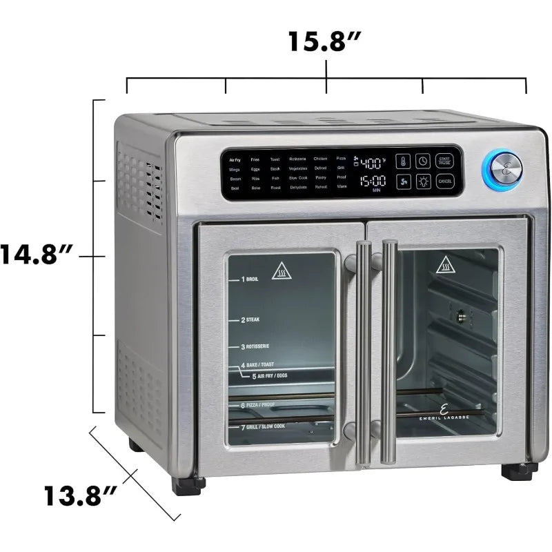Emeril Lagasse Extra Large French Door Air Fryer Toaster Oven Combo, 24 Cooking Functions and Digital Controls