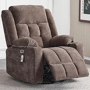 Power Swivel Rocker Recliner Chair for Adults with Massage and Heat, USB and Type-C Ports, Infinite Position, Electric Glider Re