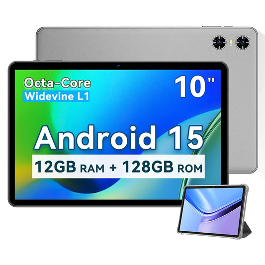 SVITOO P10 10.1 inch Tablet Android 15 8-core 12GB RAM 128GB ROM 6000mAh Type-C Face Unlock Tablets for office study Widevine L1