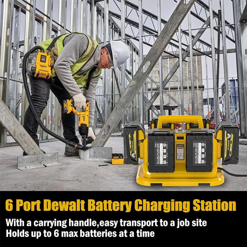 6-Ports for Dewalt Battery Charger, 20V/60V Battery Charger,Compatible with DCB200,DCB203,DCB204,Rapid Battery Charger Station