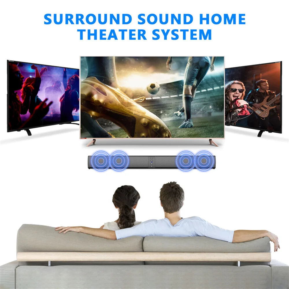 Wireless Bluetooth TV Sound Bar 2 Speaker System Home Theater Subwoofer Portable Loud Rechargeable 2 IN1 Speaker