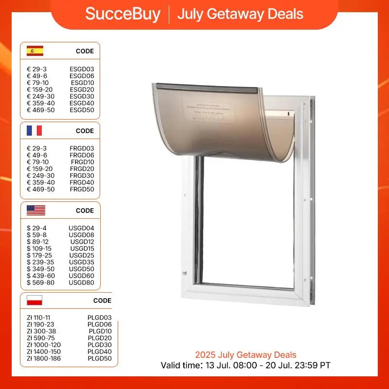 SucceBuy Pet Door Aluminum Frame with Lock and Flap System Weatherproof Doggy Door Easy to Install in Interior or Exterior Doors