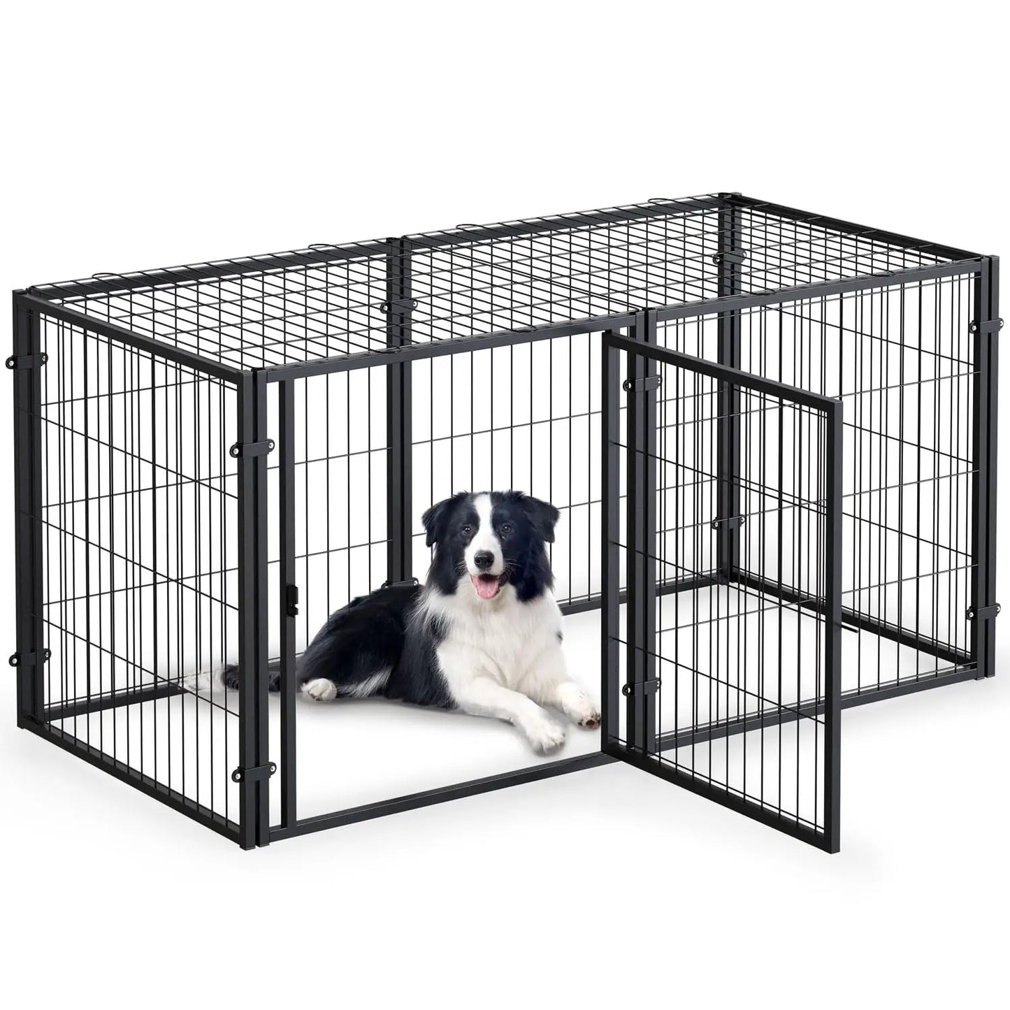 Dog Crate Double Door Cage,Kennel with Wheels Extra Large Crate Indoor for Large Dog with Removable Tray,Pet Playpen YardOutdoor
