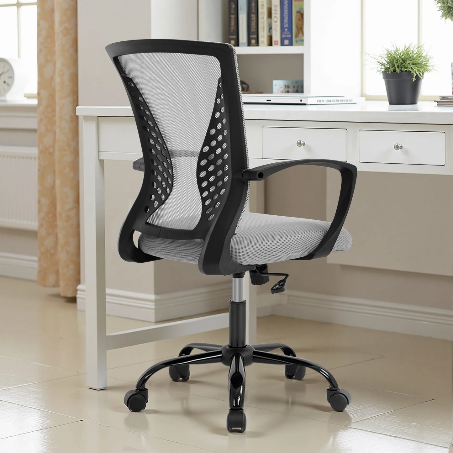 Office Chair Mesh Chair Ergonomic Computer Desk Chair Mid Back Swivel Lumbar Support with Armrest