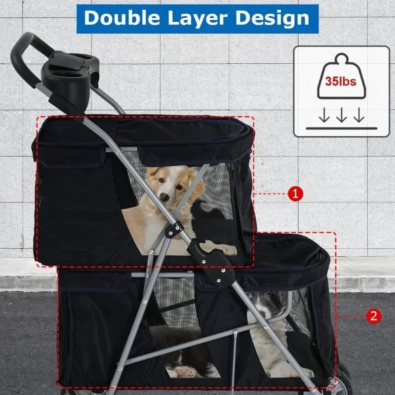 Dog cart cat pet strap bag jogging suitable for small and medium-sized dogs and cats travel camping 4 wheels lightweight
