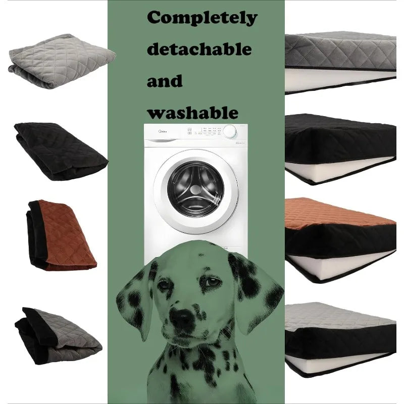 Dog Car Seat for Large Size Dog,Soft Fabric Car Dog Bed Filling Memory Foam,2 Clip-On Safety Leashs and 2 Pockets,Removable and