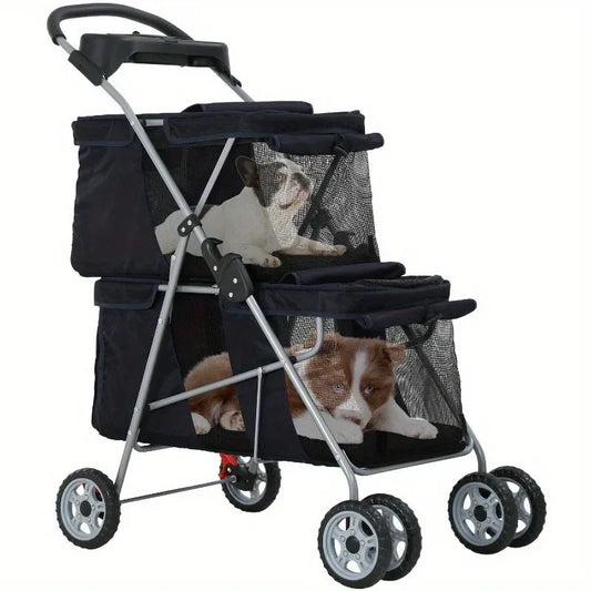 Dog cart cat pet strap bag jogging suitable for small and medium-sized dogs and cats travel camping 4 wheels lightweight