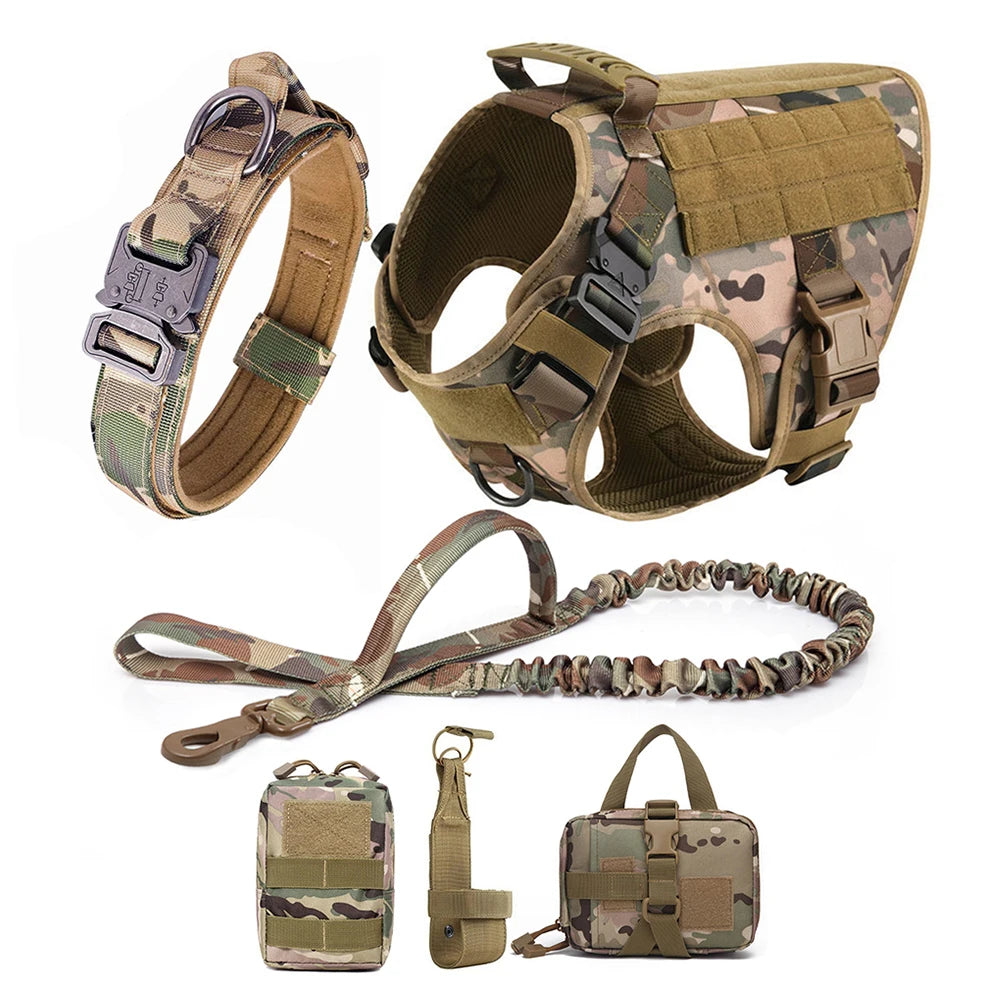 Large Dog Harness and Leash Set for German Shepherd and Malinois Training Walking Vest and Collar for Medium Large Dogs