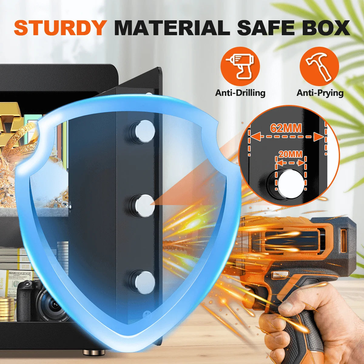 BESAFETY 2.5 to 4.5 Cuft Safe Box, Digital Keypad Home Security Safe With Fireproof Waterproof Bag & Adjustable Shelf