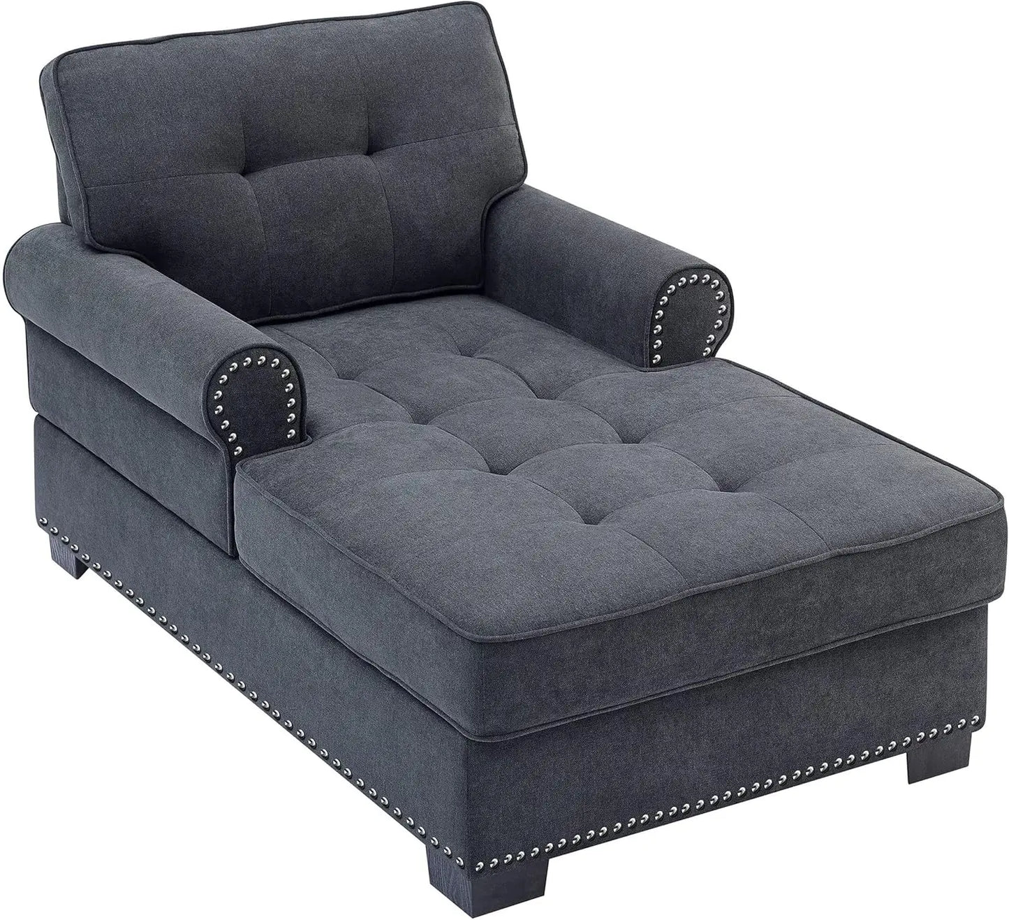 59" Chaise Lounge,Chaise Sofa Bed with Rivets,Indoor Sleeper Sofa Couch,Modern Upholstered Leisure Recliner for Bedroom