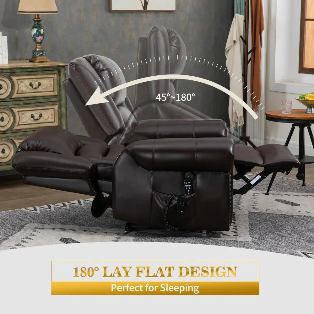 Dual Motor Power Lift Chair, Lay Flat Recliner Chair, Electric Recliner with Massage and Heat for Elderly, Remote Control, Infin