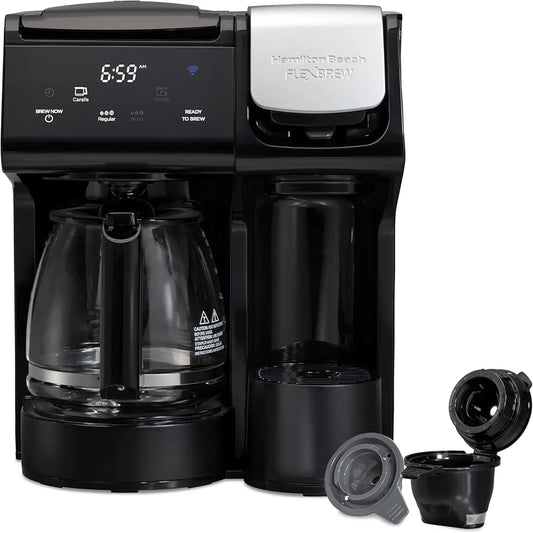 FlexBrew Trio 2-Way Coffee Maker, Compatible with K-Cup Pods or Grounds, Combination Single Serve & Full 12c Carafe, Removable R