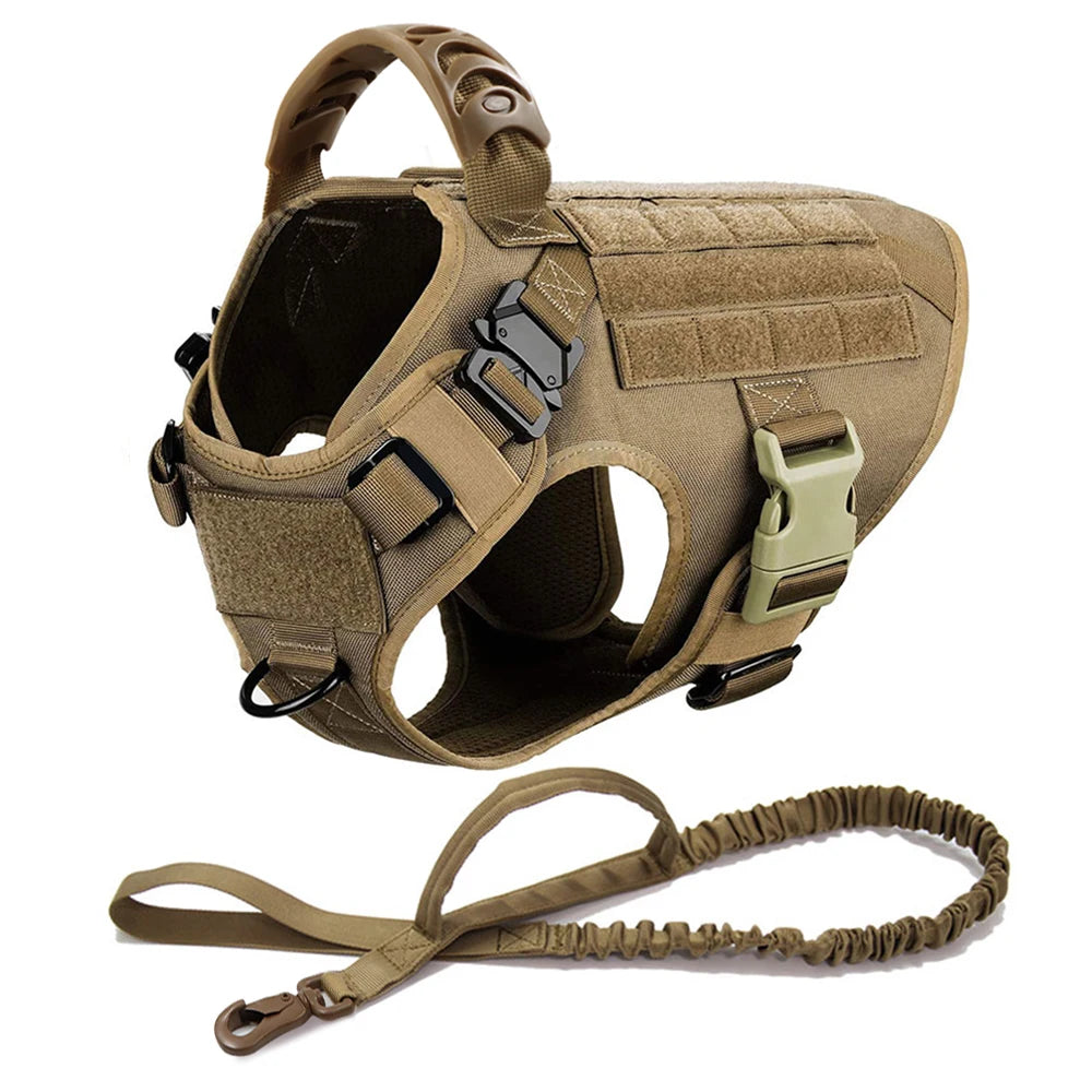 Large Dog Harness and Leash Set for German Shepherd and Malinois Training Walking Vest and Collar for Medium Large Dogs