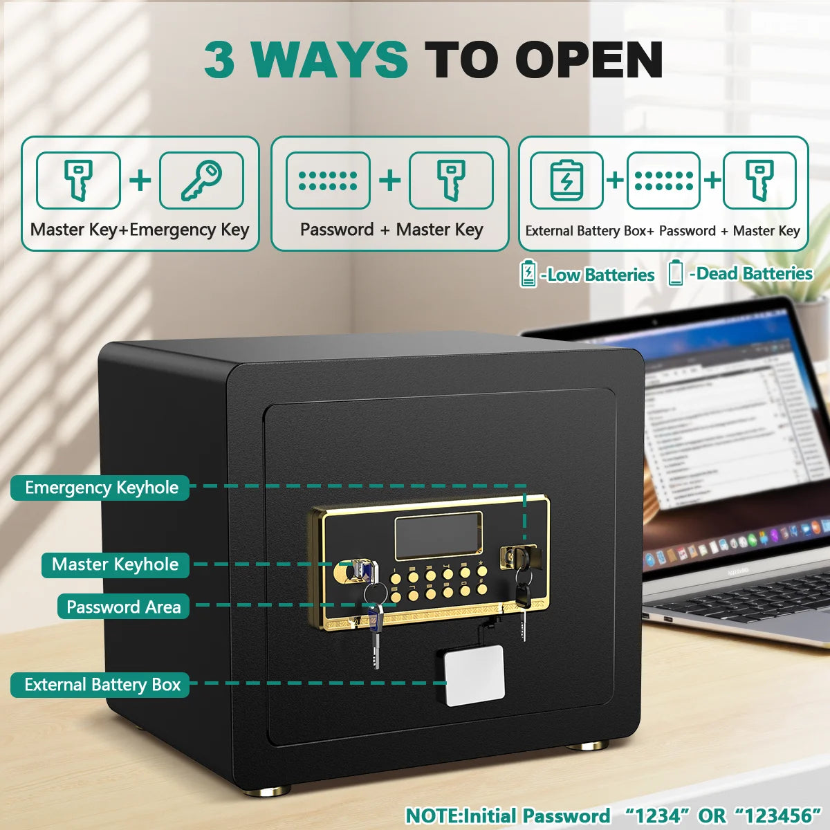 BESAFETY 2.0 to 5.3 Cuft Safe Box, Digital Keypad Home Security Safe With Fireproof Waterproof Bag & Adjustable Shelf