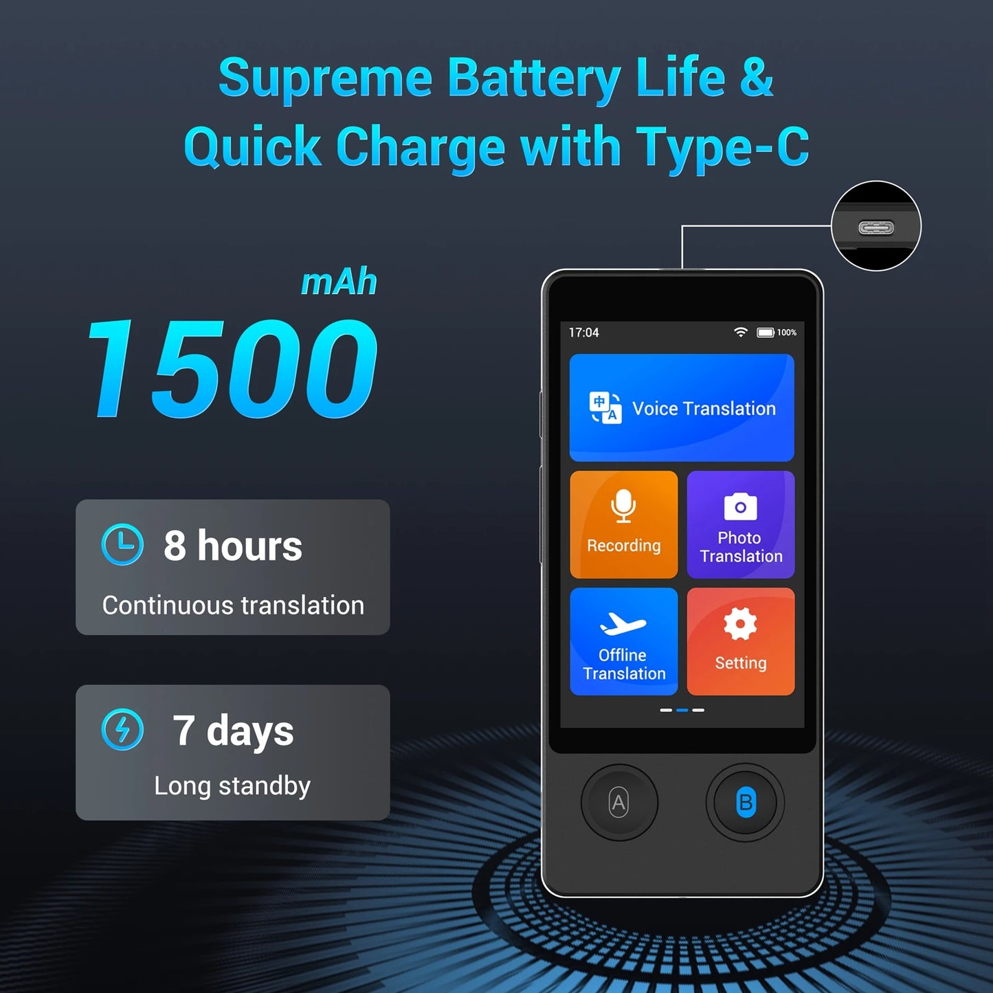 Wooask-W12 Voice Translator -144 Languages, Real Time Translation Device,16 Offline Packs, No WIFI Needed, Travel/Business Tool