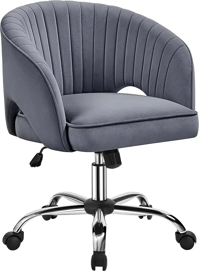 Cute Desk Chair Velvet Vanity Chair with Wheels Home Office Upholstered Modern Swivel Armchair with Tufted Barrel Back for Stud