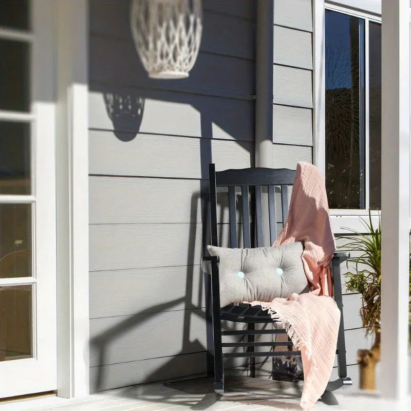 Wood Rocking Chair Porch Rocker High Back Garden Seat for Outdoor Indoor, Black