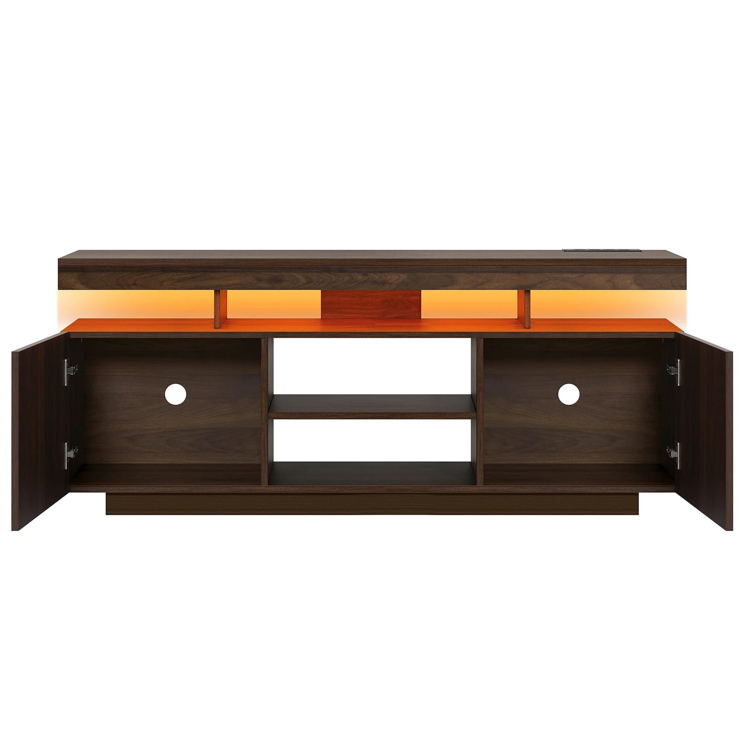 Modern LED TV Stand for 65/60/55 inch TV with Power Outlets, Gaming TV Consoles with Storage Entertainment Center with LED Light