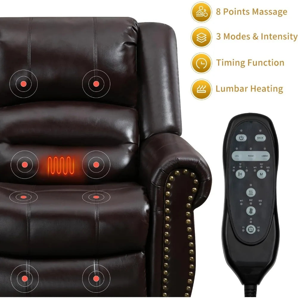 Dual Motor Power Lift Chair, Lay Flat Recliner Chair, Electric Recliner with Massage and Heat for Elderly, Remote Control, Infin