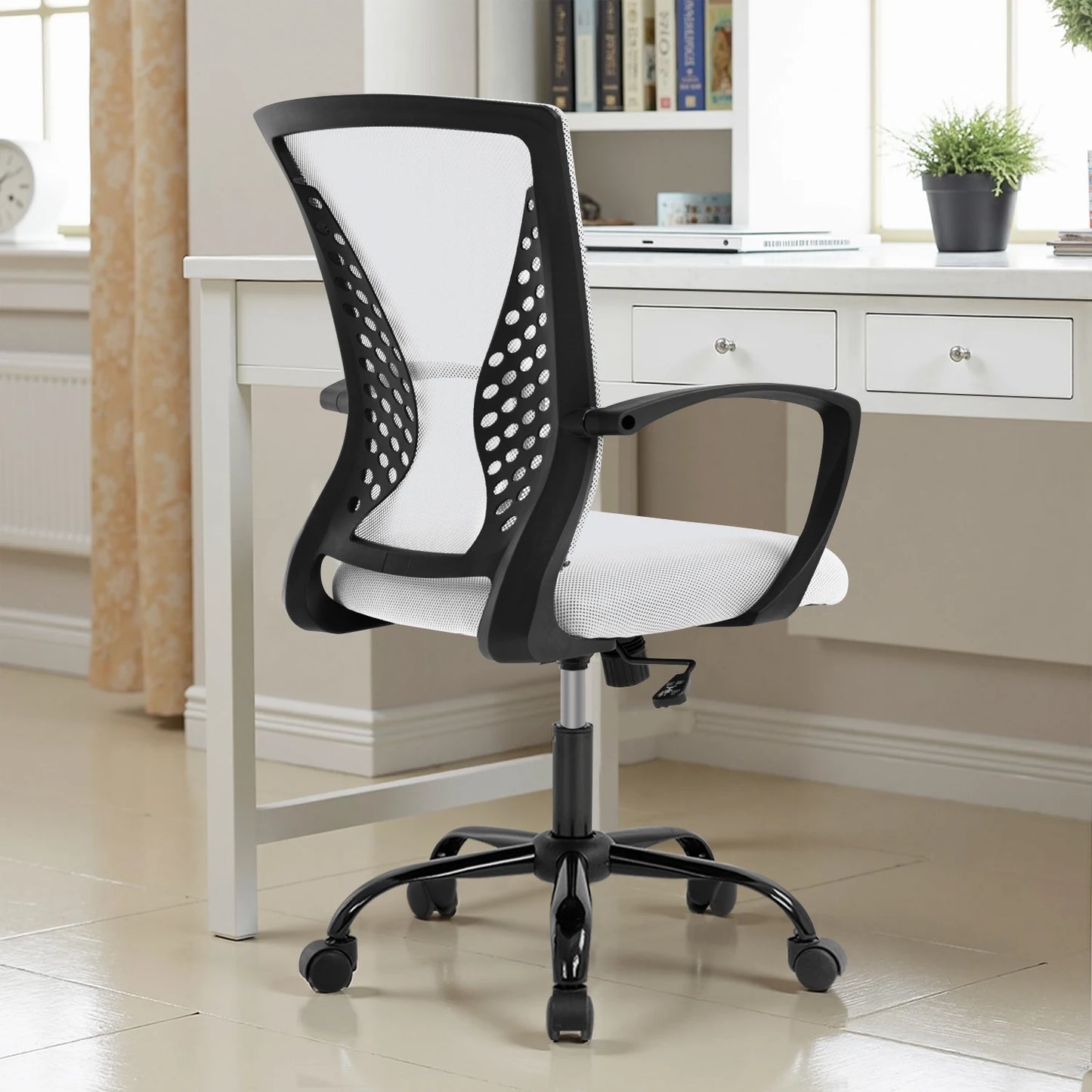 Office Chair Mesh Chair Ergonomic Computer Desk Chair Mid Back Swivel Lumbar Support with Armrest