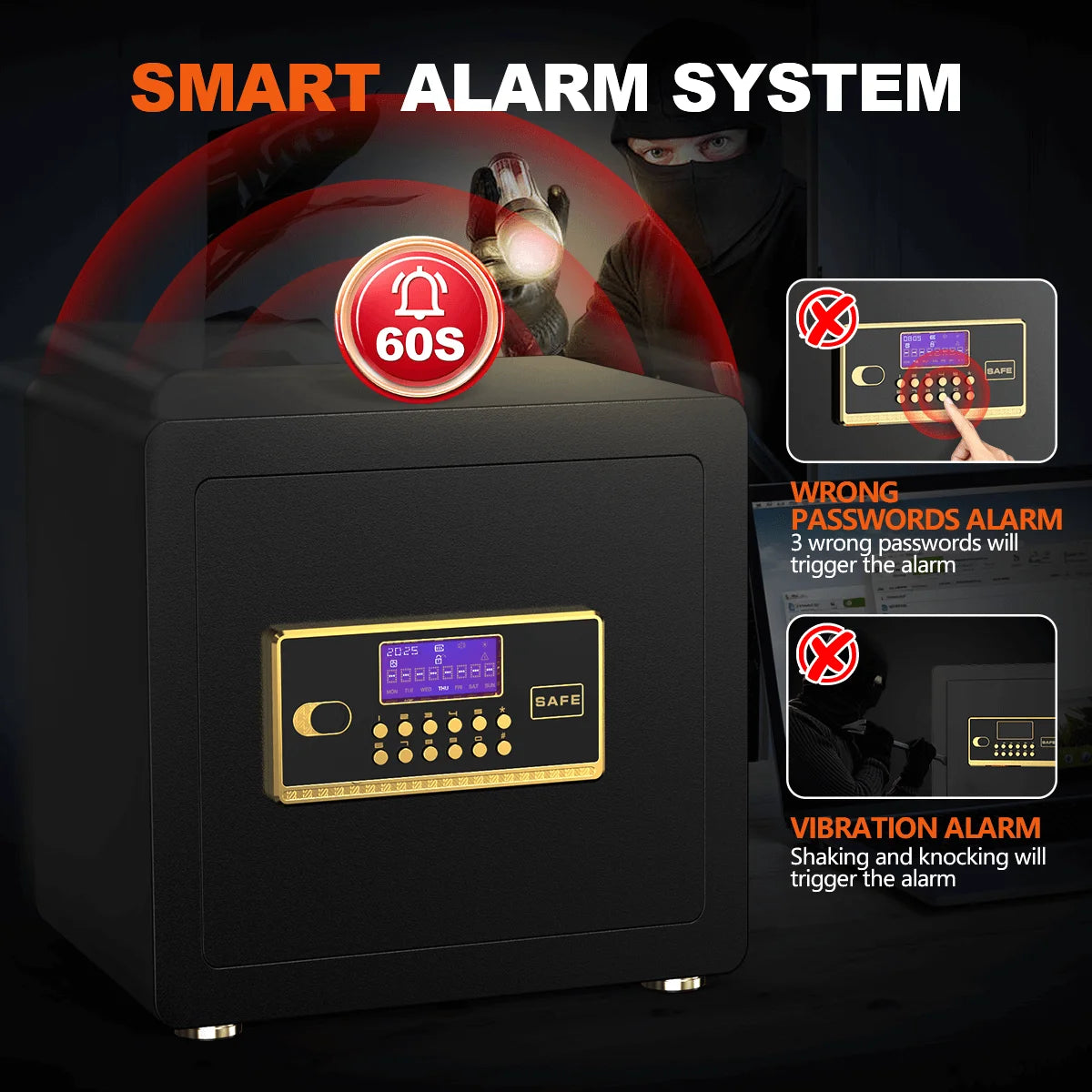 BESAFETY 2.5 to 4.5 Cuft Safe Box, Digital Keypad Home Security Safe With Fireproof Waterproof Bag & Adjustable Shelf