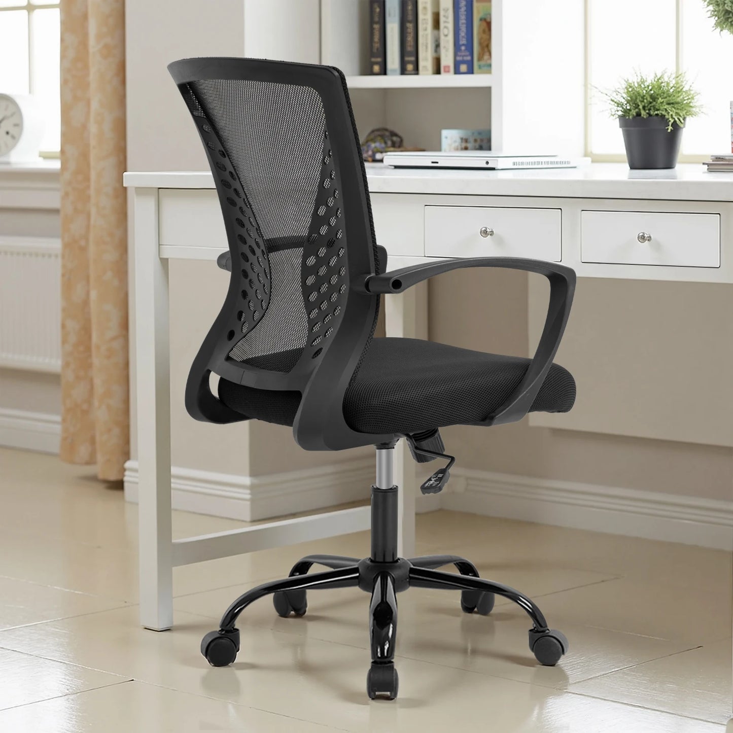 Office Chair Mesh Chair Ergonomic Computer Desk Chair Mid Back Swivel Lumbar Support with Armrest