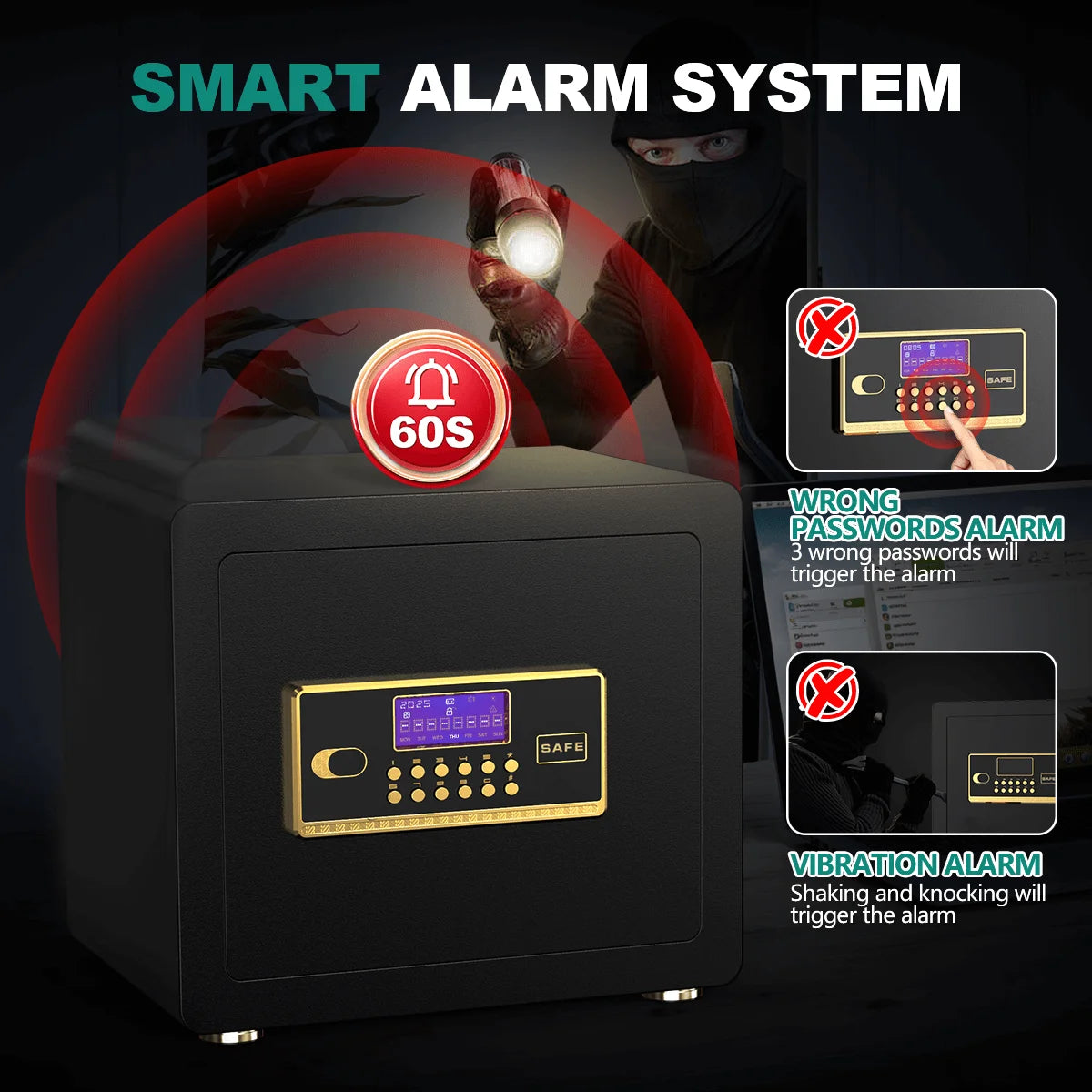 BESAFETY 2.0 to 5.3 Cuft Safe Box, Digital Keypad Home Security Safe With Fireproof Waterproof Bag & Adjustable Shelf